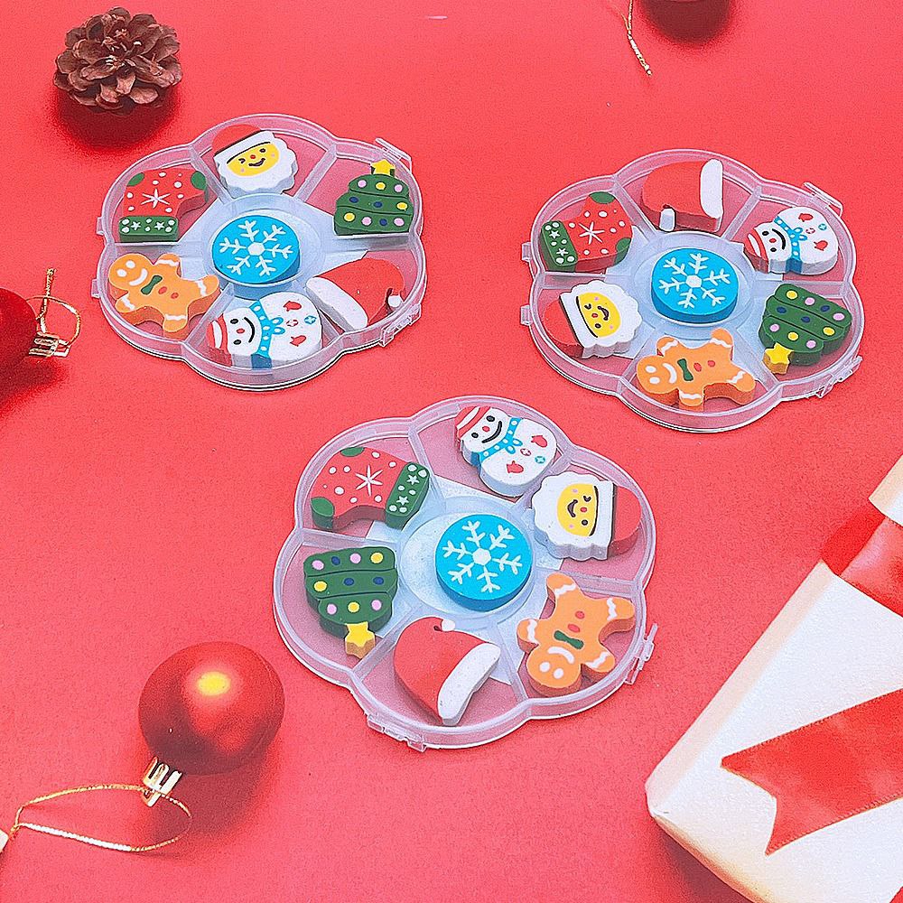 🎄 Christmas Mini Erasers Set – 7 Festive Designs
