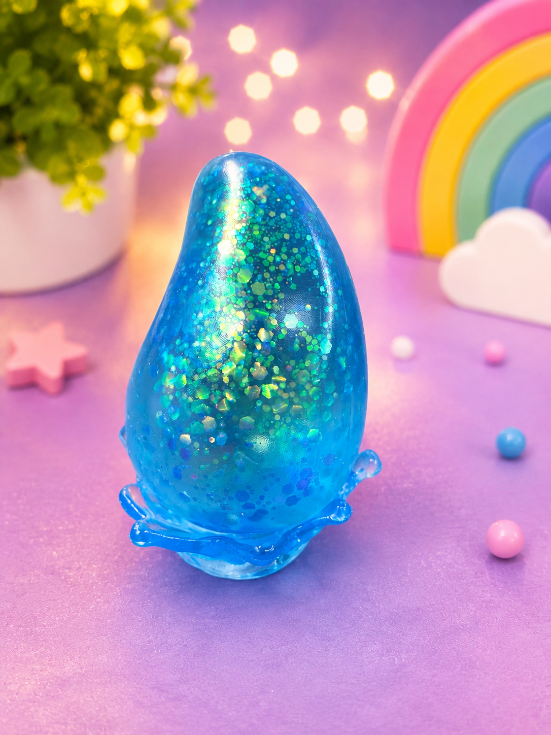 Glittery Egg Squishy Sensory Toy – Super Soft Squeeze Toy