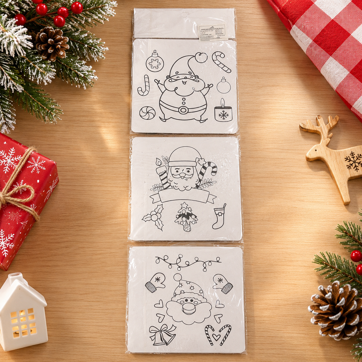Christmas 2-in-1 Cartoon Puzzle & Coloring Set for Kids – Santa Claus Designs