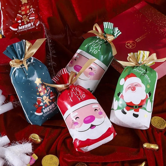 12PCs Christmas Candy Gift Cute Plastic Packing Bag