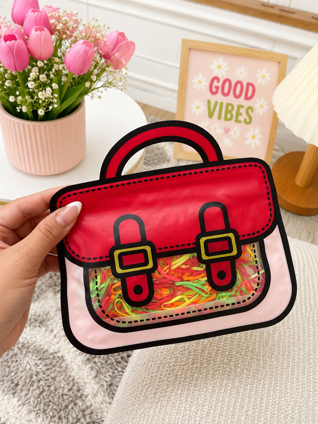 Cute Cartoon Rubber Band Storage Pouch – Mini Handbag Organizer for Kids