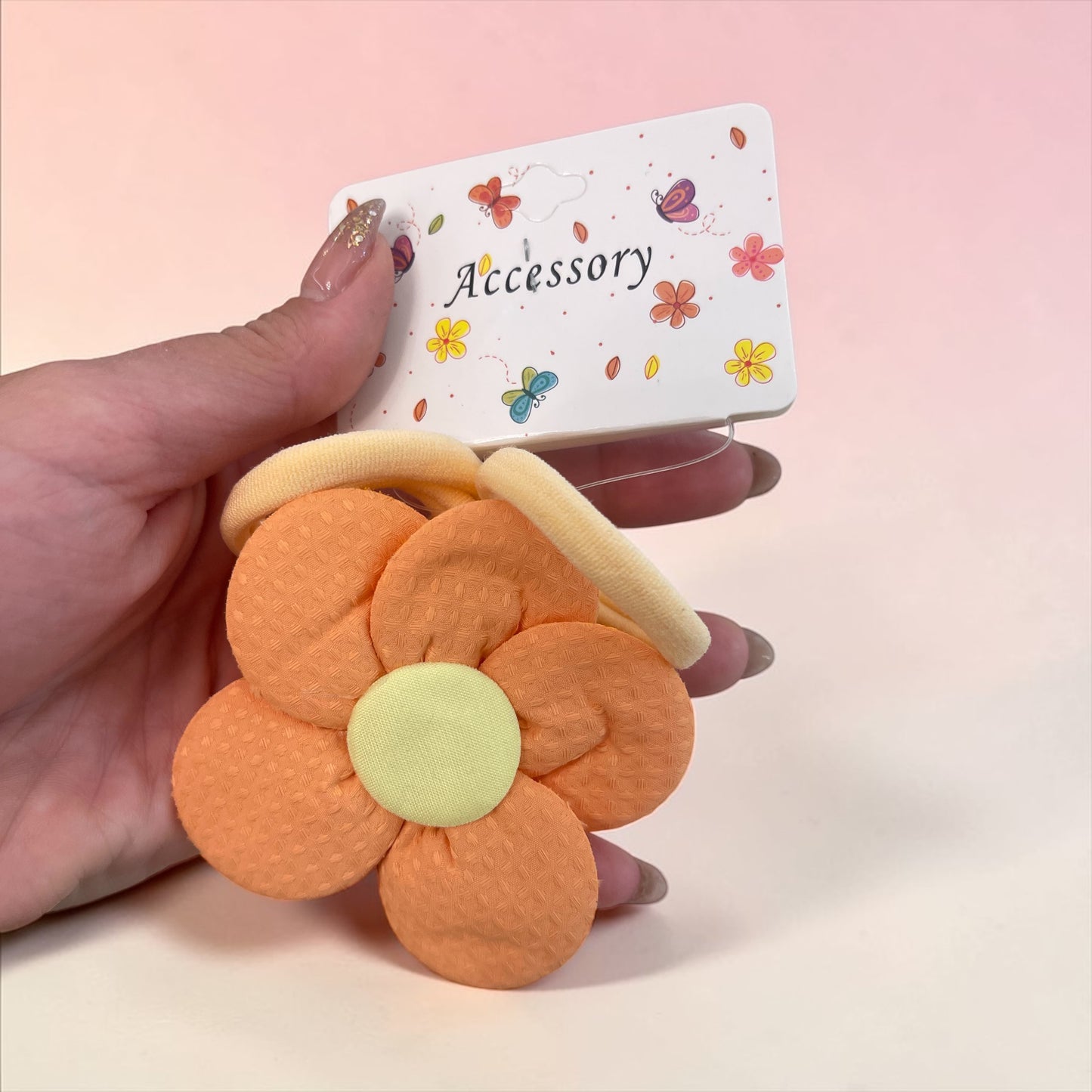 3Pcs Cute Daisy Flower Hair Ties Set – Soft Pastel Elastic Hair Bands for Girls