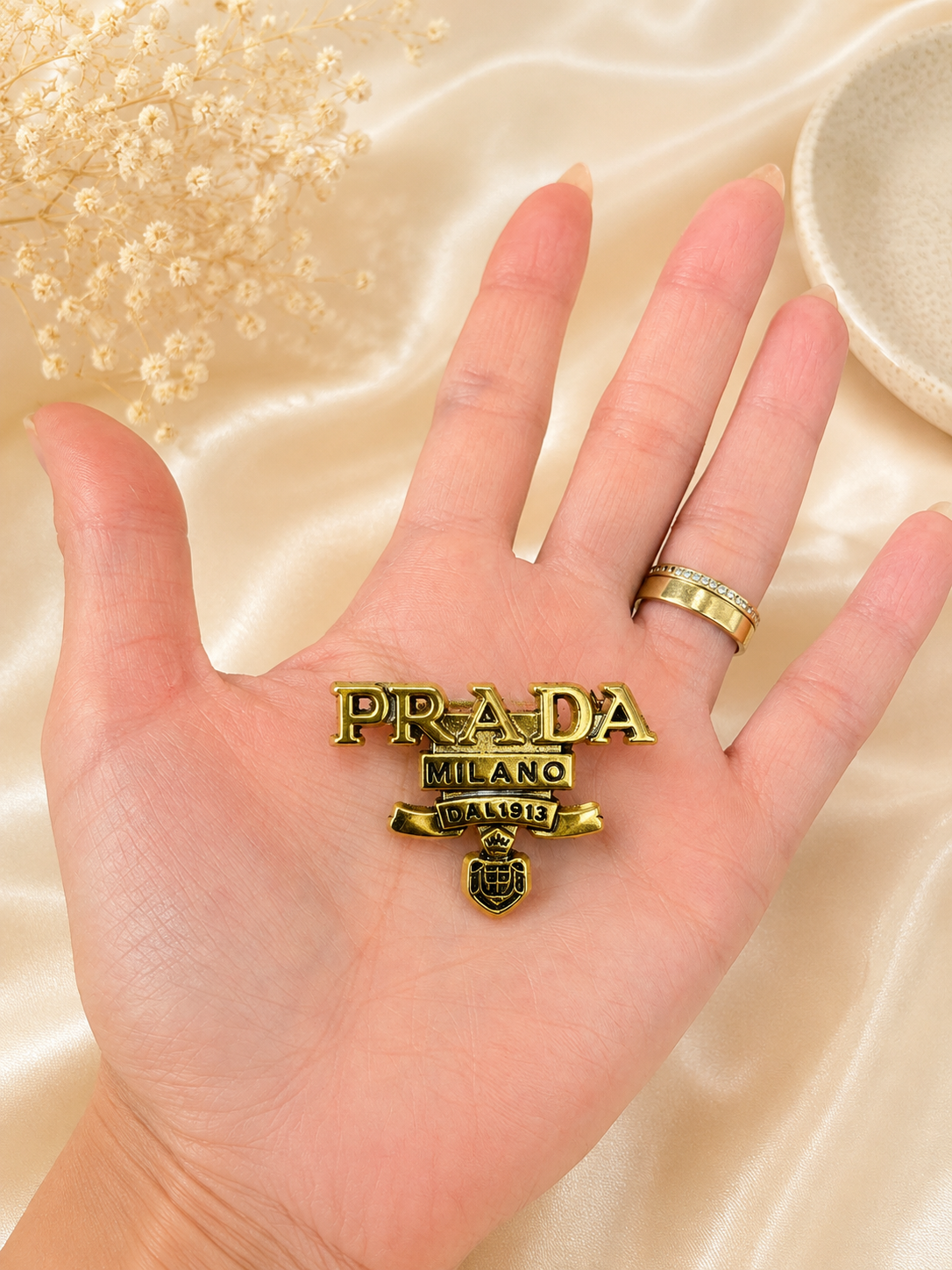 Prada-Inspired Vintage Gold Brooch