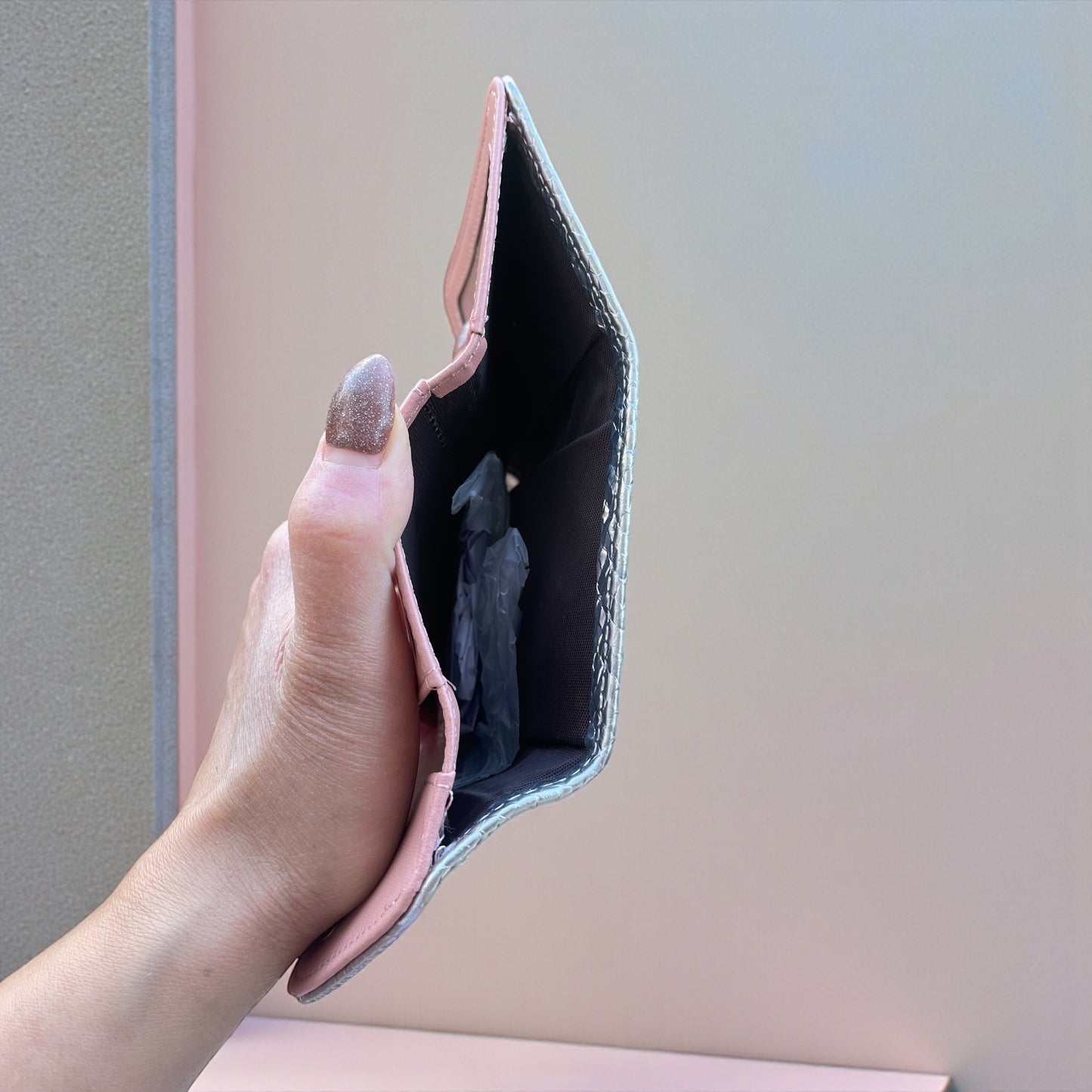 Metallic Snakeskin Mini Wallet – Compact Envelope Style Purse (Gold & Silver)