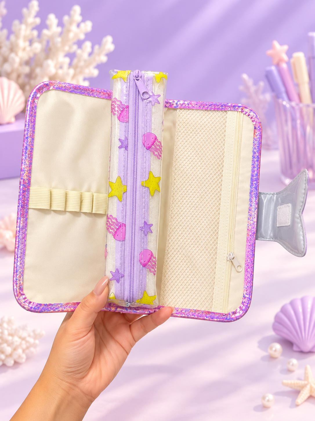 Kids’ Glitter Pencil Case – Mermaid, Butterfly & Football Designs