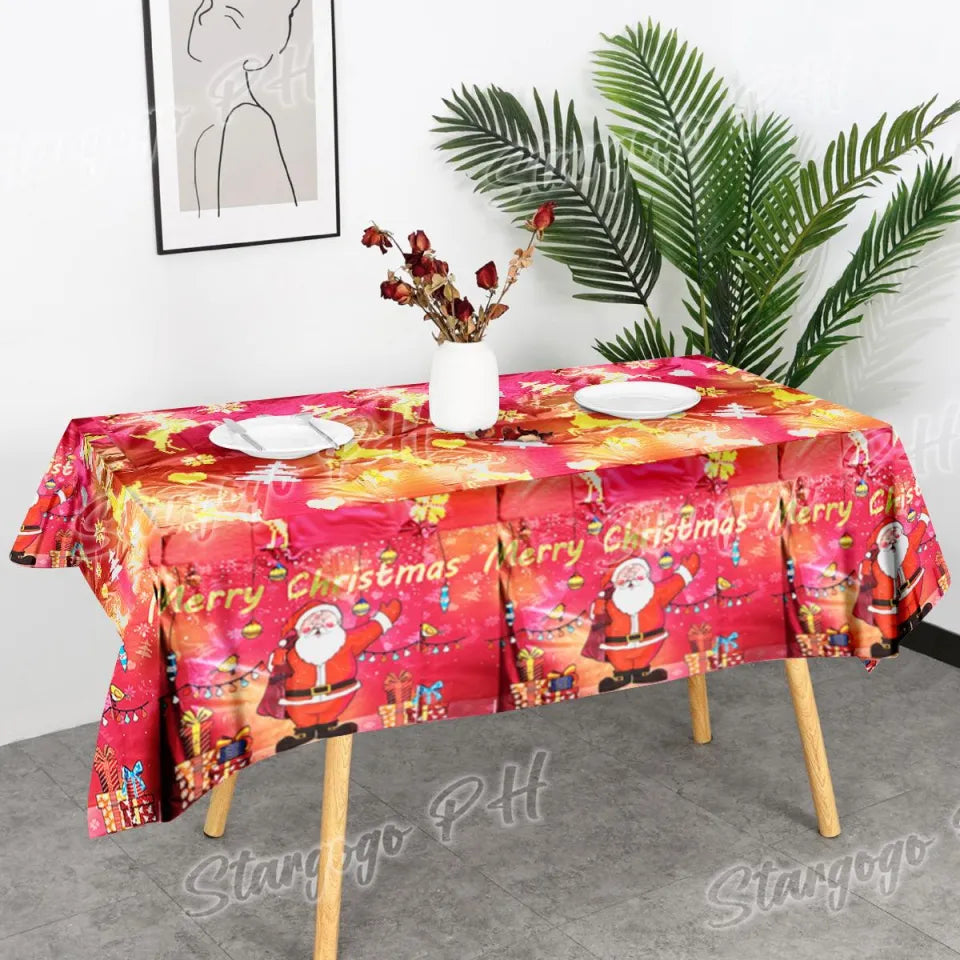 Tablecloth Waterproof For Christmas Party Backdrop Decorations Ornaments Disposable Aluminum Foil Table rectangle cover 1.37m*1.83m