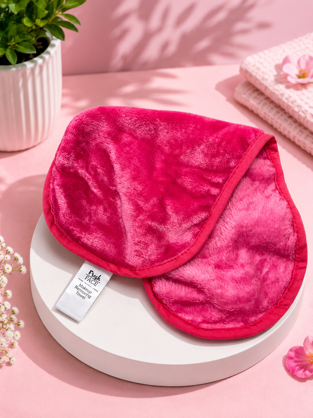 1Pc Random Color Soft Plush Makeup Removing Towel – Double-Sided Facial Cleansing Cloth
