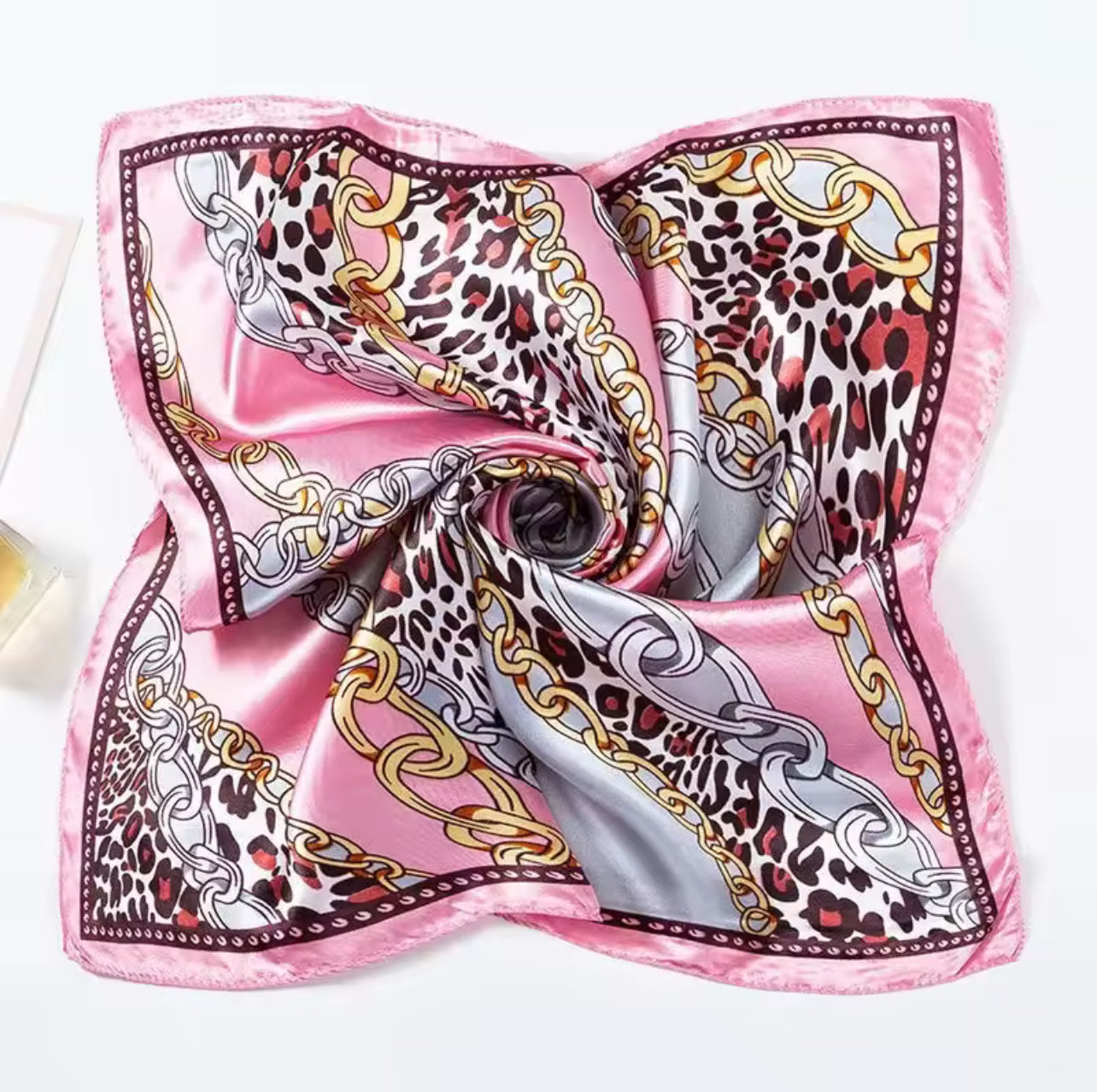 Satin Leopard & Chain Print Scarf – 3 Colors