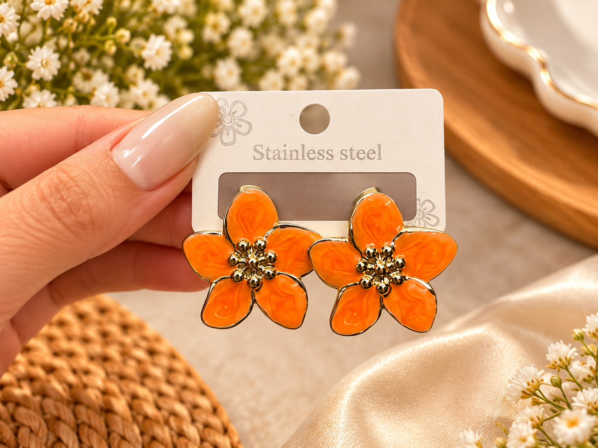 Stainless Steel Floral & Butterfly Stud Earrings – 3 Styles