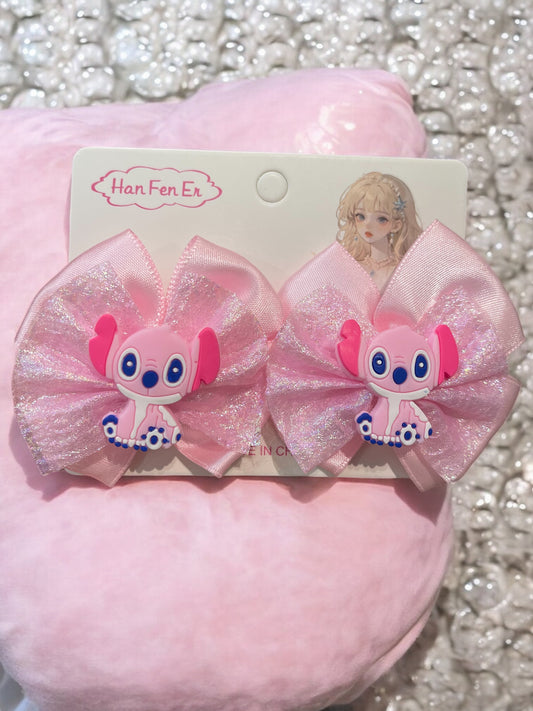 2pcs Stitch Half Pack Fabric Bow Hair Clip Cute Cartoon Clip Hair Accessories Shattered Hair Clip Advertise