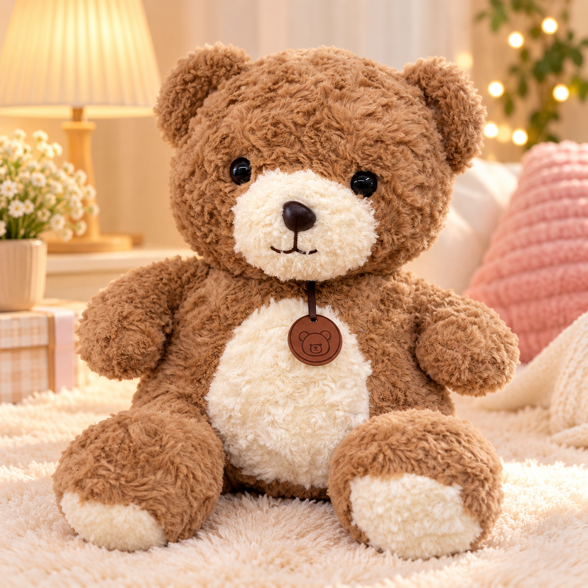 Soft Plush Teddy Bear – Brown & Cream