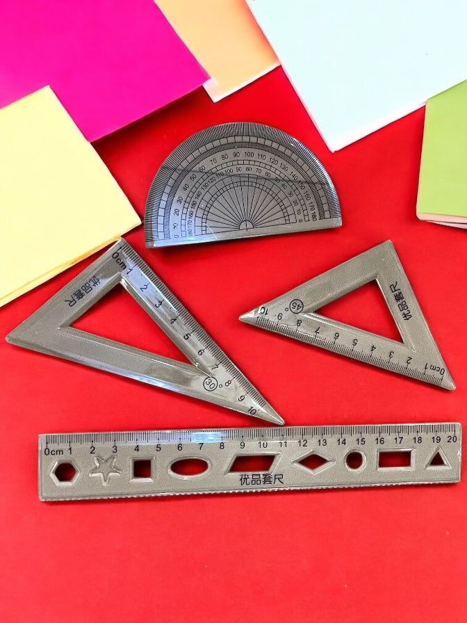 4PCS/Set Drawing Ruler Measurement Geometry Triangle Ruler Straightedge Protractor variety Rulers School&Office Stationery