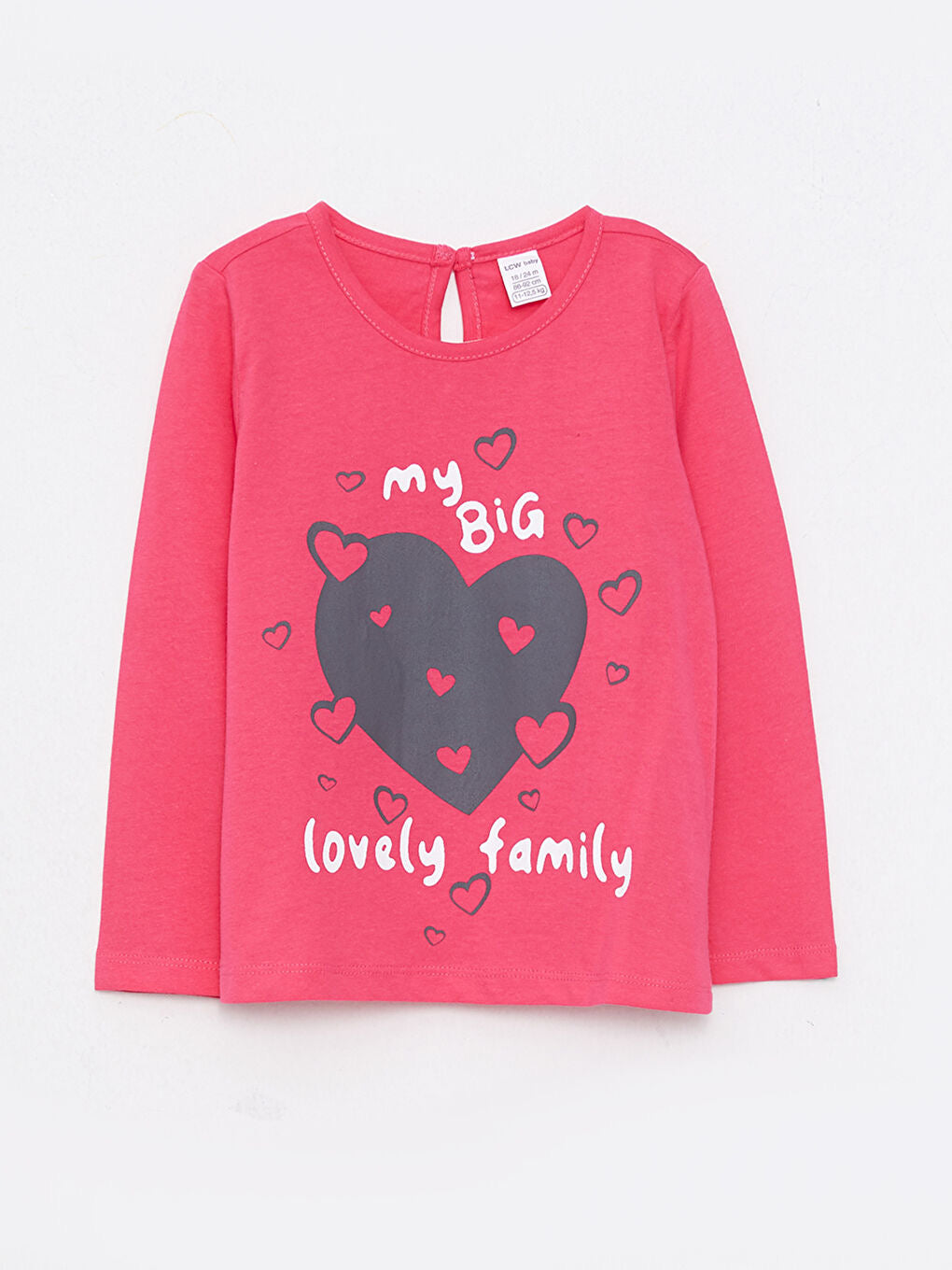 Last Piece! LCW ECO Crew Neck Long Sleeve Printed Cotton Baby Girl T-shirt - 12m