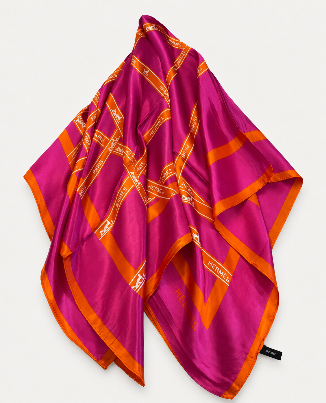 ✨ Luxury Pink & Orange 100% Silk Scarf – Elegant Square Satin Scarf