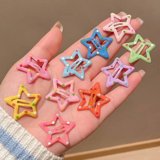 Colorful Star-Shaped Hair Clips – 10 Piece Set