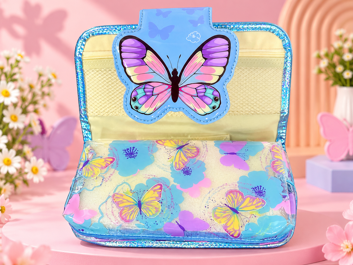 Kids’ Glitter Pencil Case – Mermaid, Butterfly & Football Designs