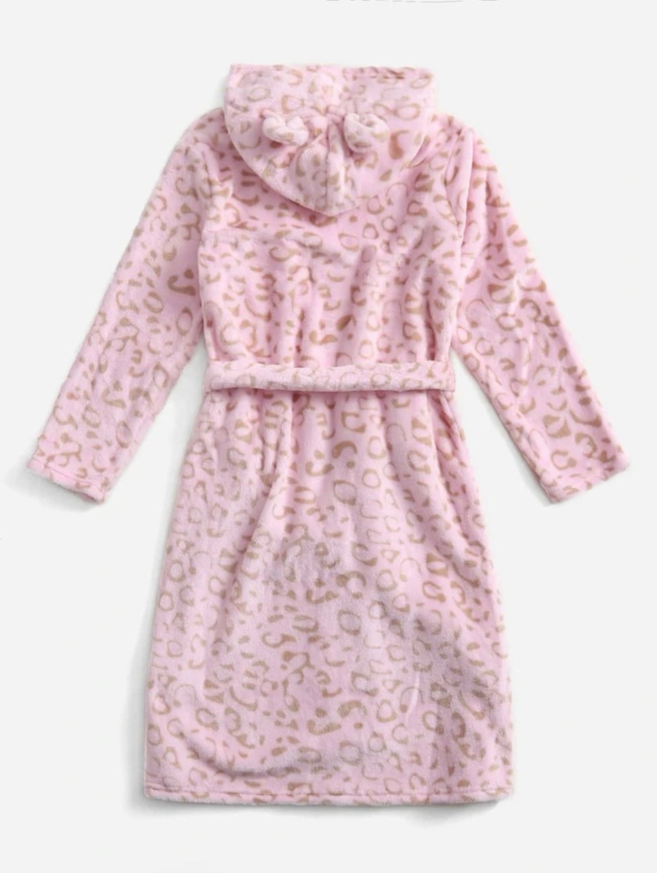SHEIN Girls Allover Pattern Belted Hooded Robe - 5 Years
