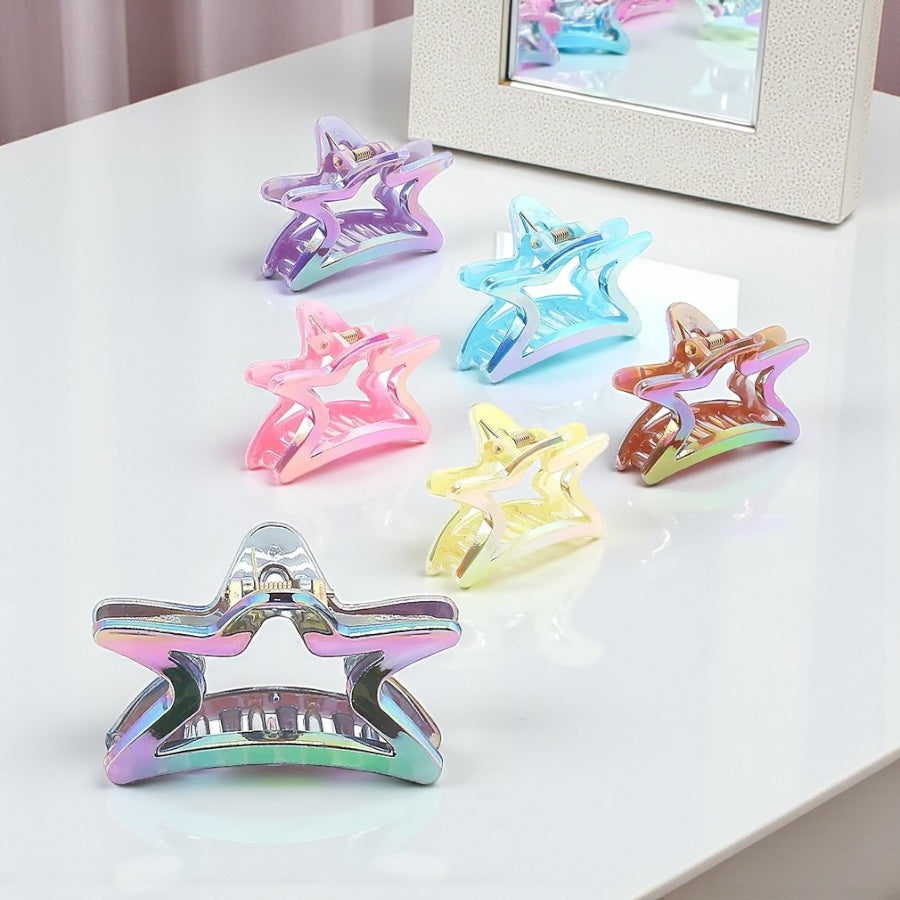 1pc starry colorful PVC hollow hair grab large size hair clip grab clip shark clip.