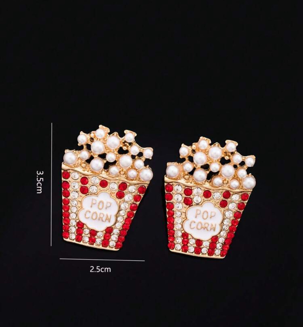 1 Pair Exaggerated Rhinestone & Faux Pearl Popcorn Design Stud Earrings, Suitable For Dates, Shopping, Parties, Celebrations And New Year