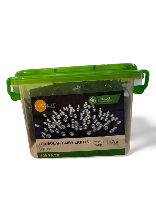 Solar LED Christmas Fairy Lights White - 600 Pack