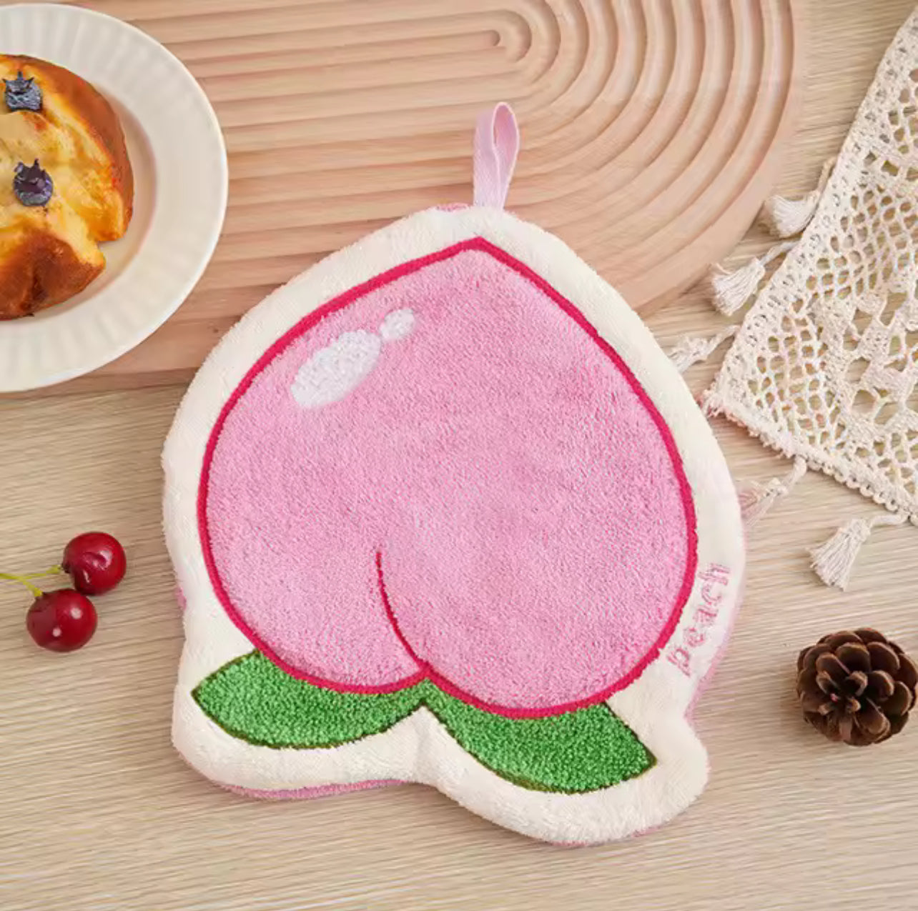 4Pcs Coral Velvet Hanging Fruit Hand Towel Simplicity Household Creative Cartoon Fruit Towel Not Drop Hair Soft Thick Absorbent Towel