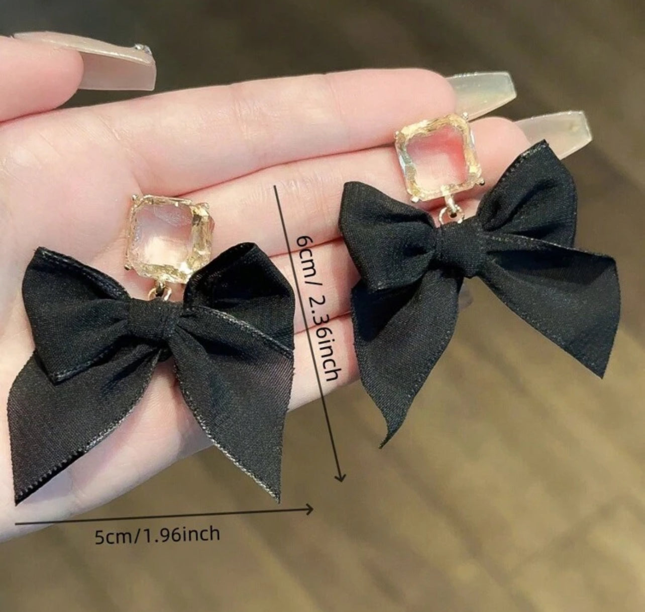 1 Pair 2pcs Black Bow Decor Elegant Versatile Fashion Bridal Earrings, Suitable For Wedding Or Daily Wear Valentine's Day Accessories