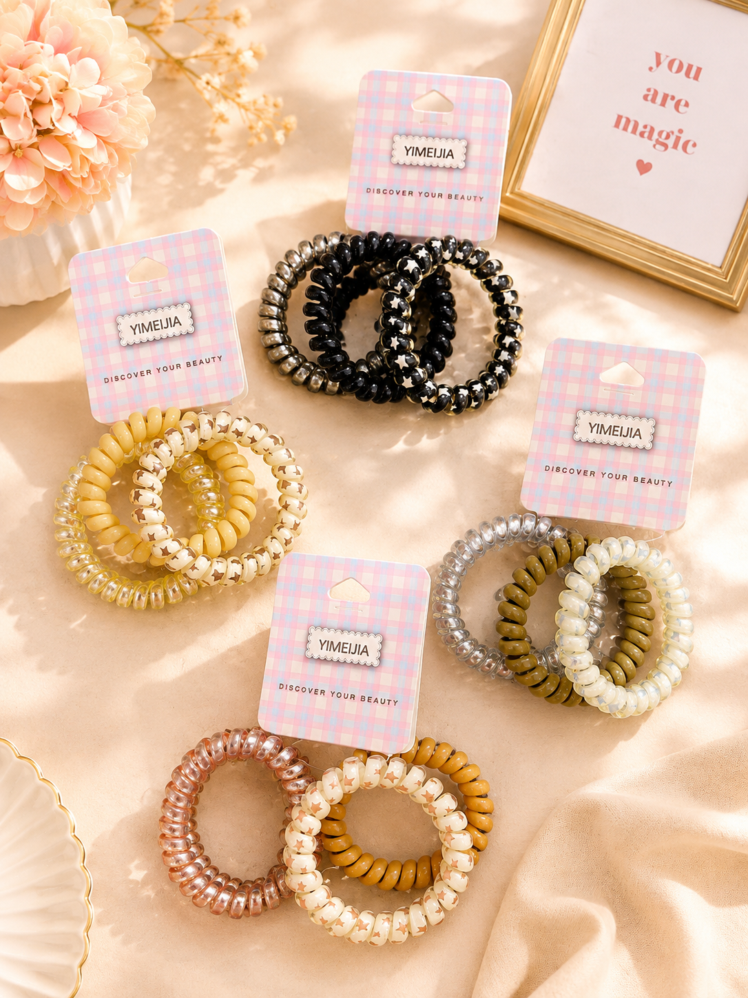 YIMEIJIA Spiral Hair Ties – Stylish No-Crease Hair Elastics