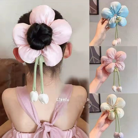 Cute Sponge Tulip Flower Scrunchie For Girls Sweet Hair Band Rubber Band Hair Tie Lovely Hair Accessories