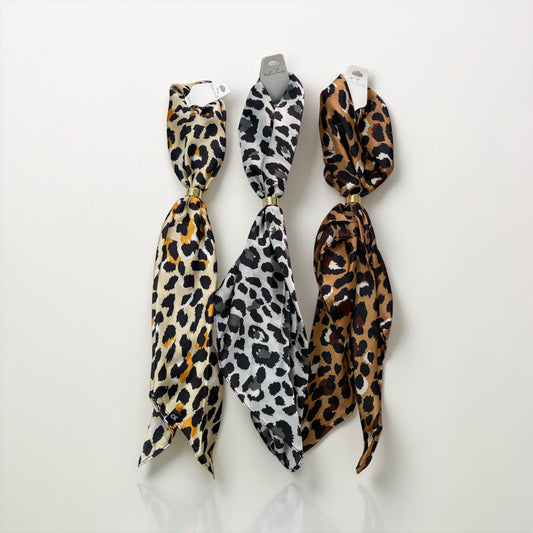 Luxury Satin Leopard Print Twilly Scarf – 3 Colors Available