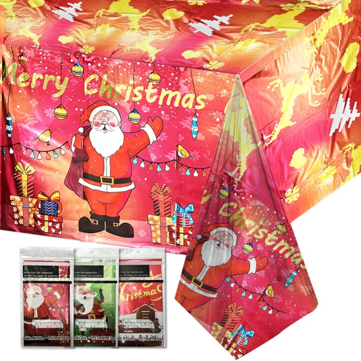 Tablecloth Waterproof For Christmas Party Backdrop Decorations Ornaments Disposable Aluminum Foil Table rectangle cover 1.37m*1.83m