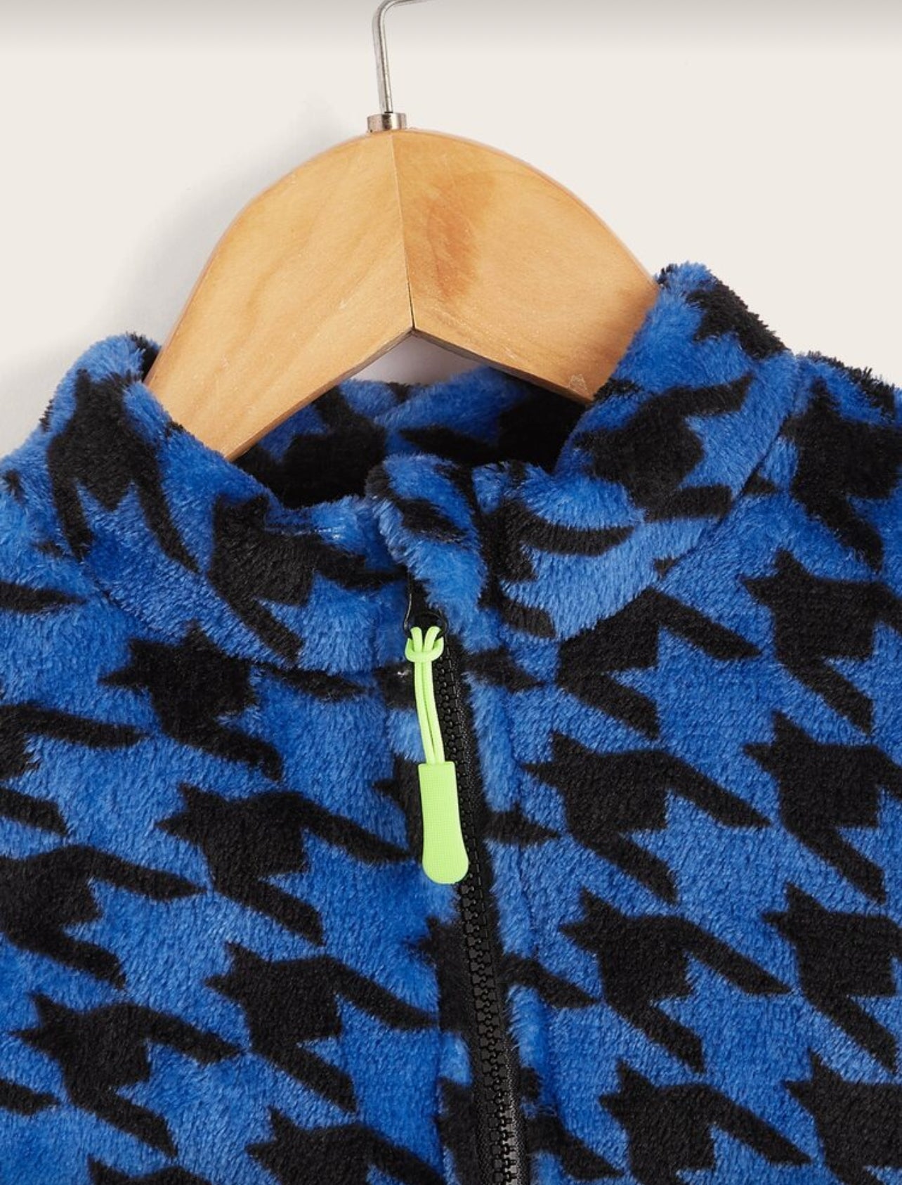 SHEIN Toddler Boys Houndstooth Print Drop Shoulder Flannel Sweatshirt - 3Y