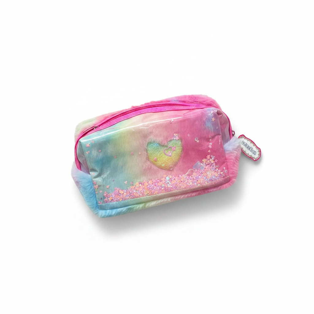 Pastel Fluffy Glitter Makeup Bag
