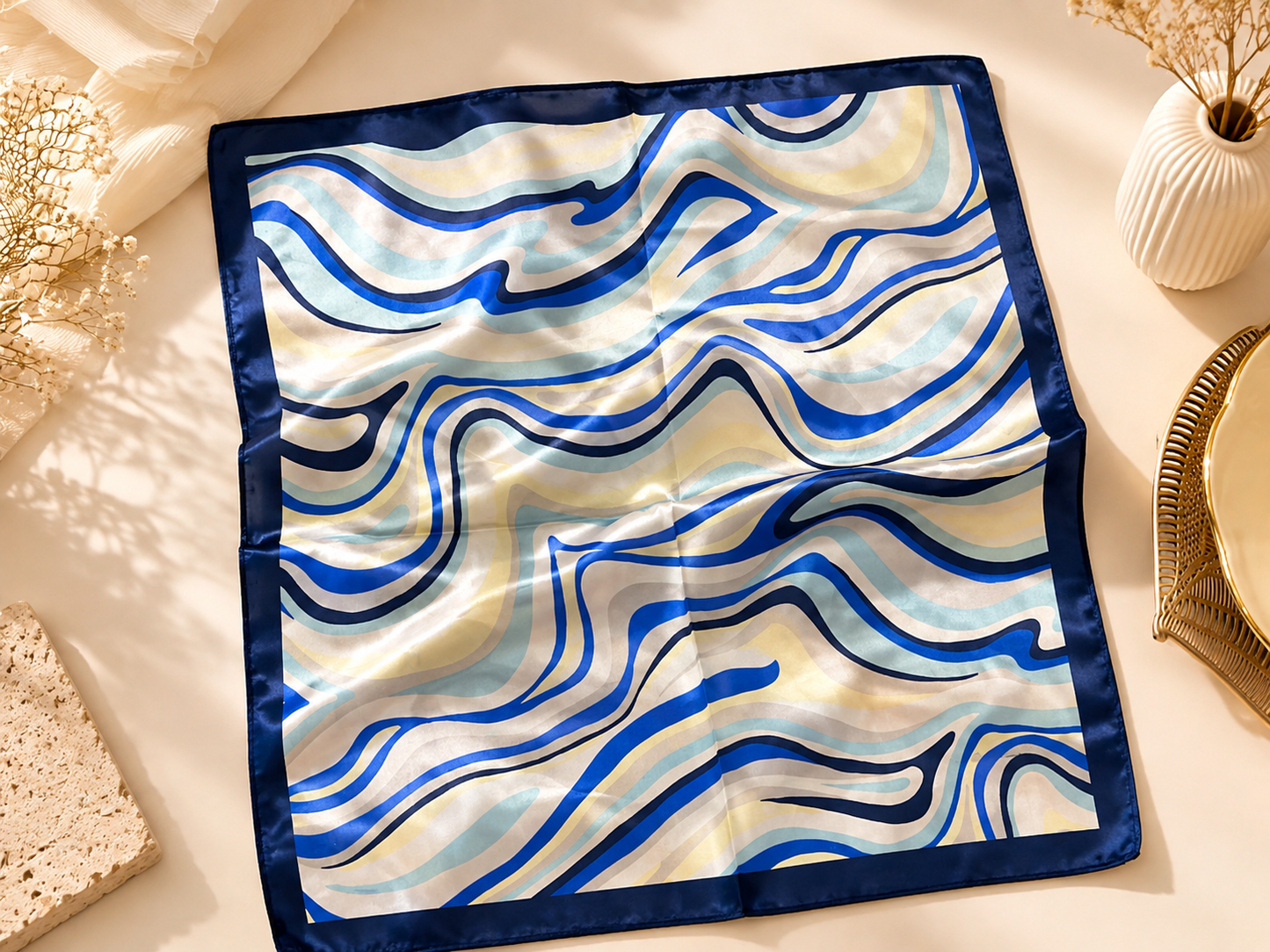 Women’s Satin Square Scarf – 50×50 cm – Assorted Elegant Styles