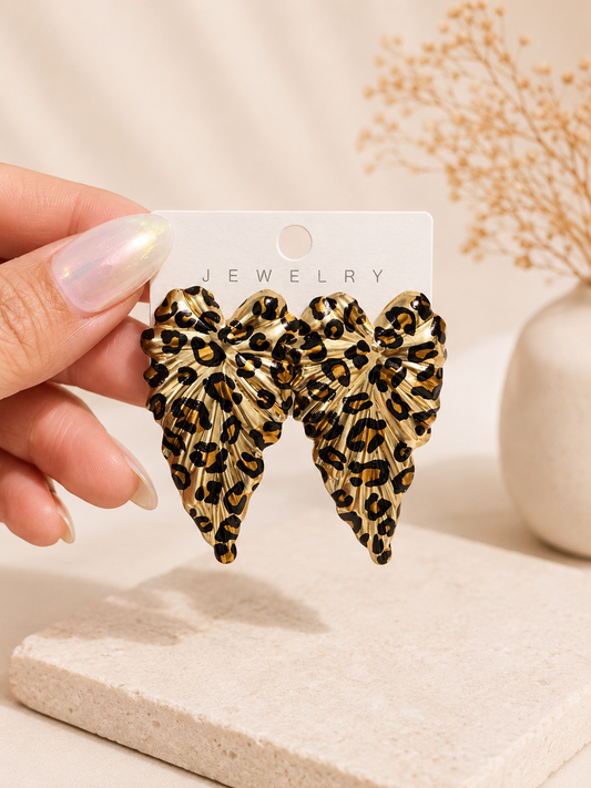 Heart Art Leopard Print Stud Earrings