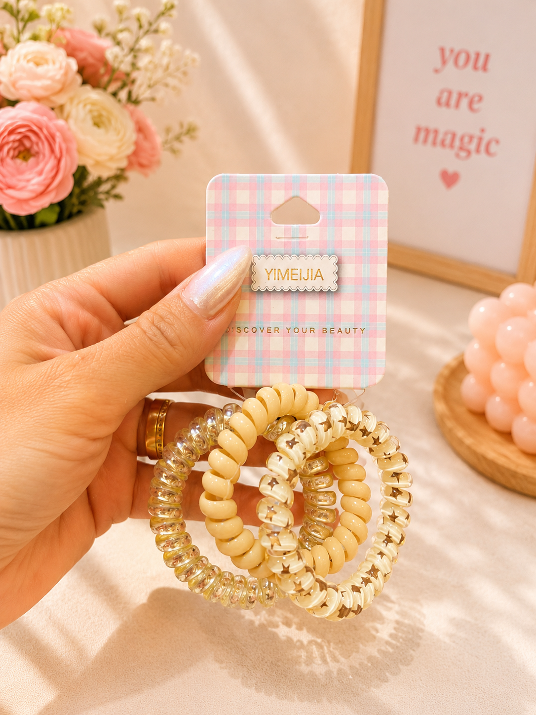 YIMEIJIA Spiral Hair Ties – Stylish No-Crease Hair Elastics
