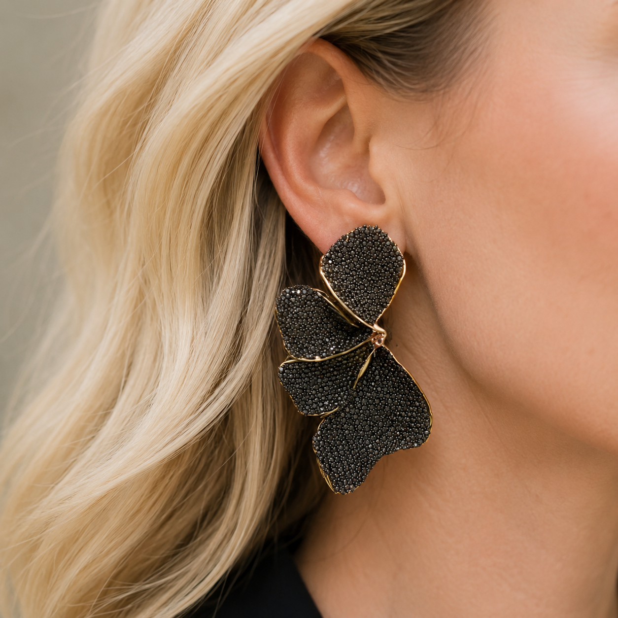 Midnight Bloom Crystal Statement Earrings