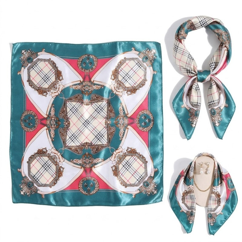 Korean Style Soft Silk Scarf Women's Small Printed Autumn Decorative Neck Tie Headscarf 50*50 Square Scarf