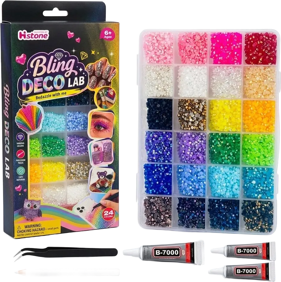 Bling Deco Lab Rhinestones & Crystals Set - 15,25,40 Colors with Precision Tools