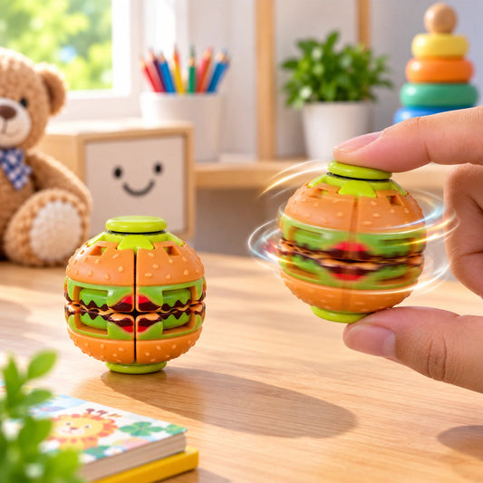 Hamburger Fidget Spinner Ball – Press & Spin Sensory Toy