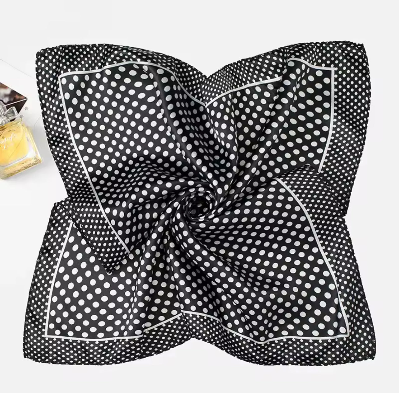 Polka Dot Satin Silk Square Scarf, Retro Red Black White Bandana Neck Headband for Women, 3 Colors Available