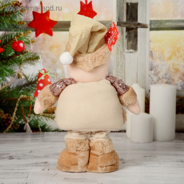 🎄 Sequin Santa Claus Soft Toy – Standing Christmas Decoration (Brown, 41 cm)