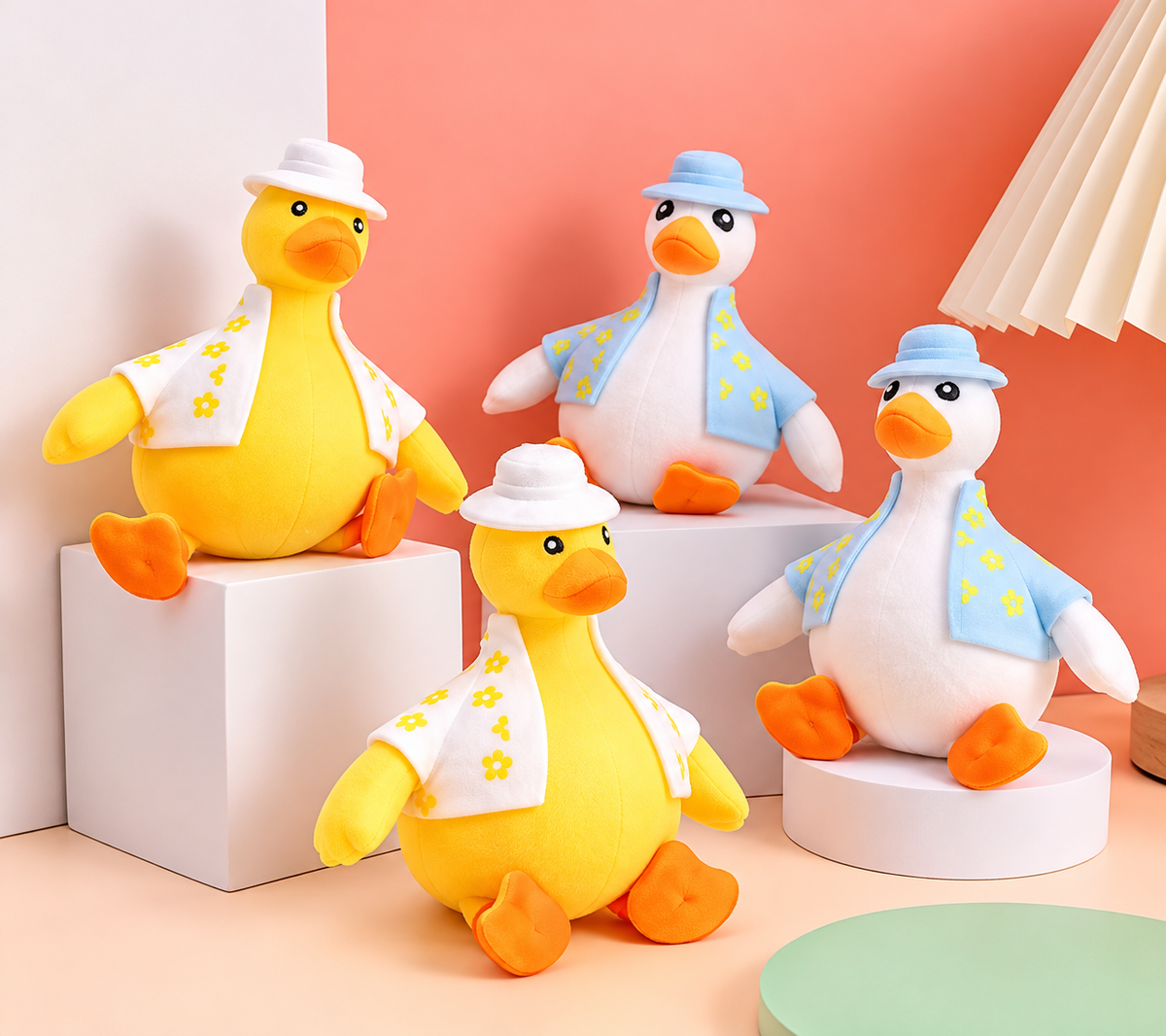Squeezeable Duck Stress Relief Toy – Cute Duck with Hat & Floral Shirt