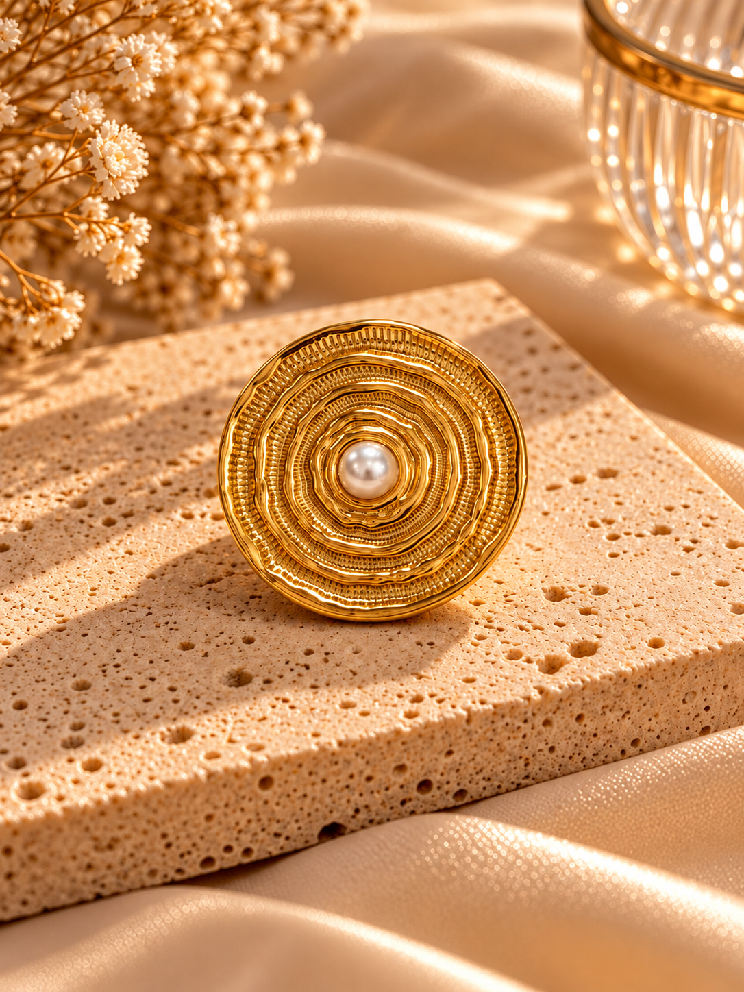 Gold Stainless Steel Statement Ring