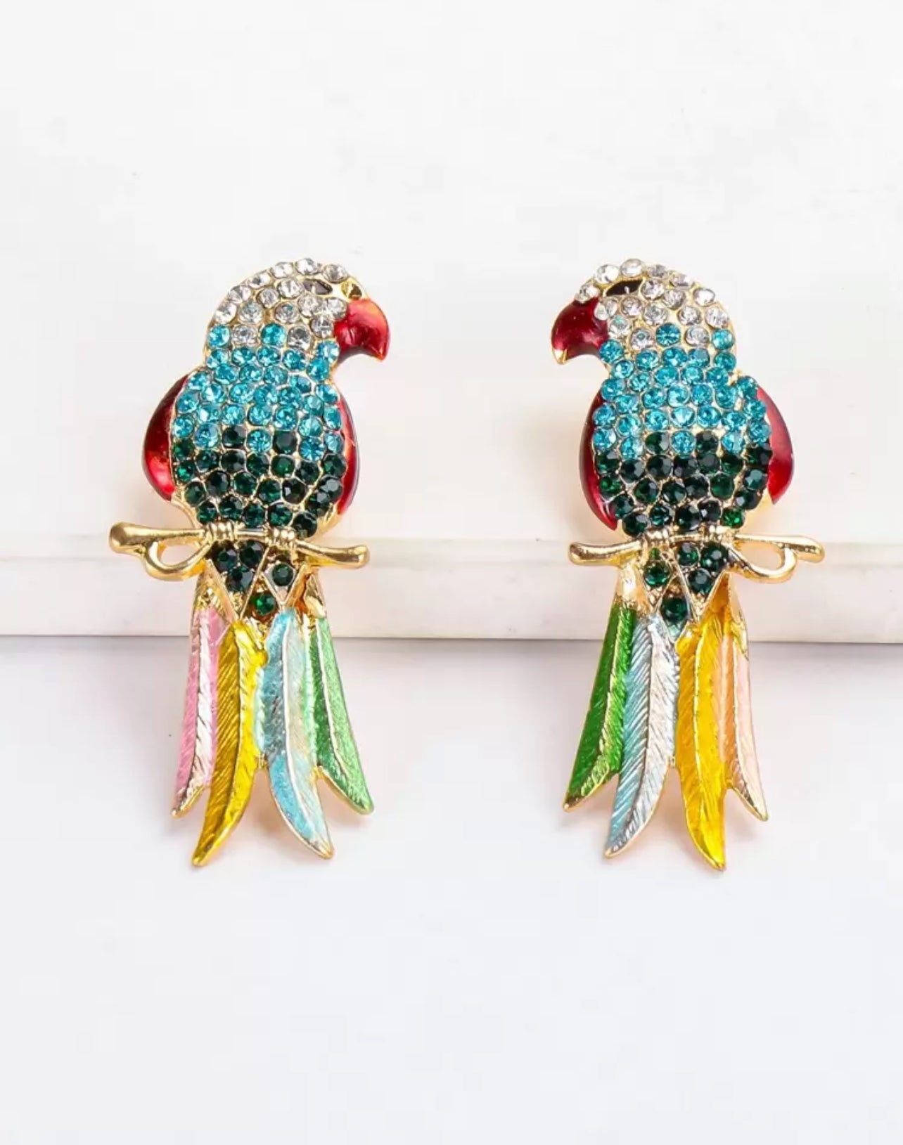 juran Rhinestone Bird Design Stud Earrings