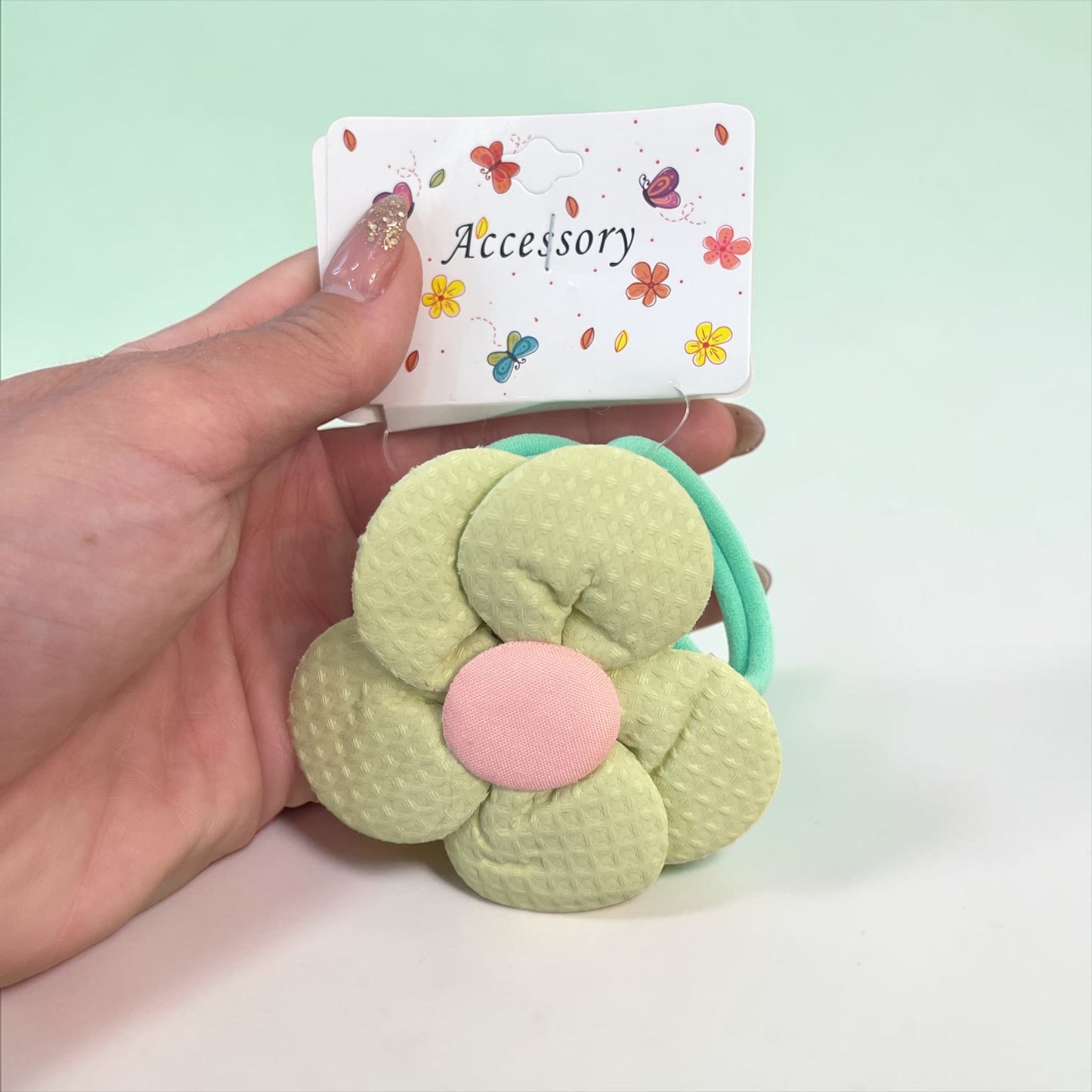 3Pcs Cute Daisy Flower Hair Ties Set – Soft Pastel Elastic Hair Bands for Girls