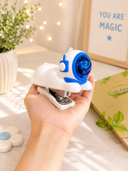 Cute Astronaut Mini Stapler – Blue & White