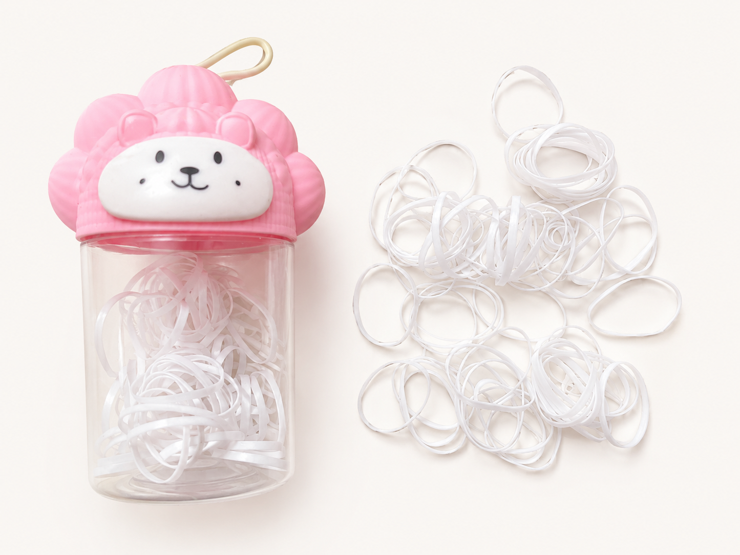 Random Hair Elastics jar – Soft White Hair Bands in Portable Storage Jar