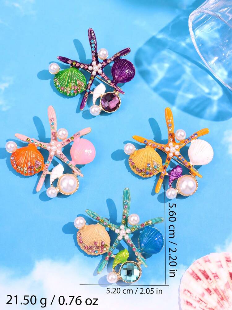 Ocean Treasure Starfish Brooch – Pearl & Crystal Beach Pin