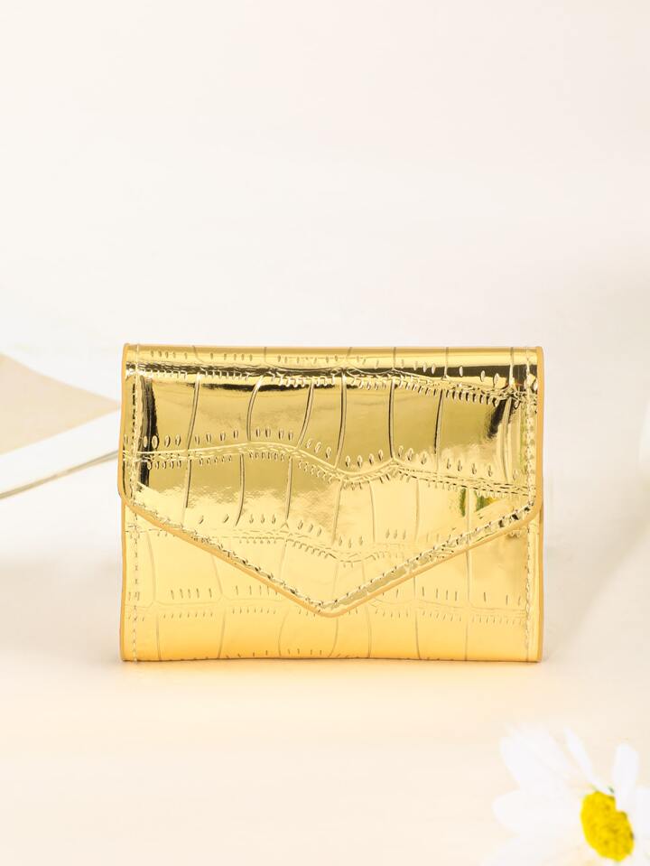 1-Piece Women's Stylish Glossy Crocodile Pattern Wallet, Compact And Exquisite, Easy To Carry, An Excellent Choice For Gifts
