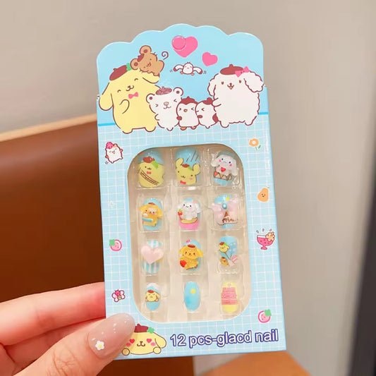 Sanrio 3D Wearable Fake Nails Kawaii Fashion Removable Fake Nail Cute Cartoon Nail Patch Handmade Exquisite Accessories For Kids